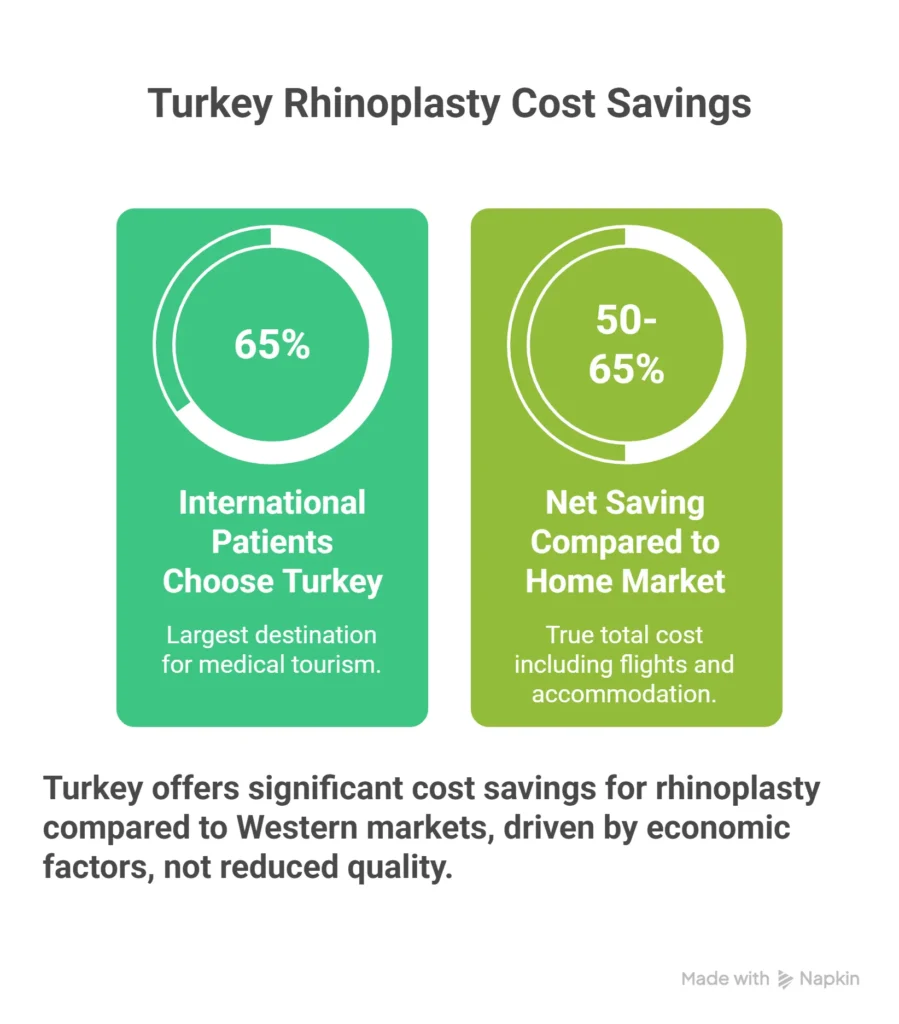 Button Nose Rhinoplasty Cost: 2026 Prices by Country 2 turkey rhinoplasty cost savings compared to western markets 2026