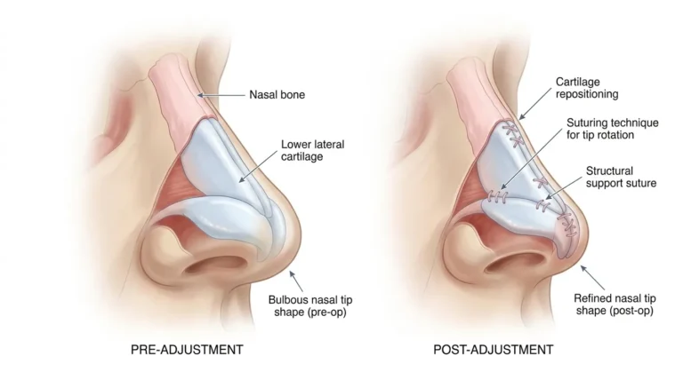 nasal tip refinement surgery cartilage reshaping illustration