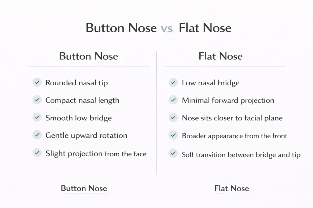 button nose vs flat nose educational comparison