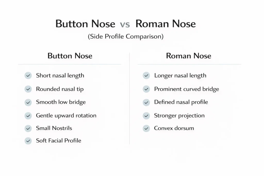 button nose vs roman nose key differences
