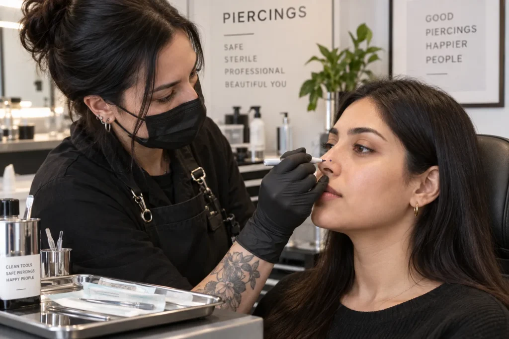 Nose Piercing Guide: Types, Healing, Cost, and Problems 2 Nose Piercing Appointment Piercing Process