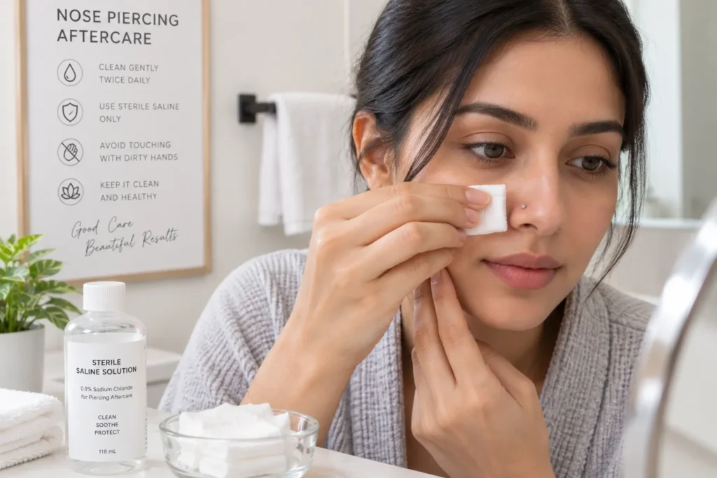 Nose Piercing Guide: Types, Healing, Cost, and Problems 3 Nose-Piercing-Healing-Aftercare
