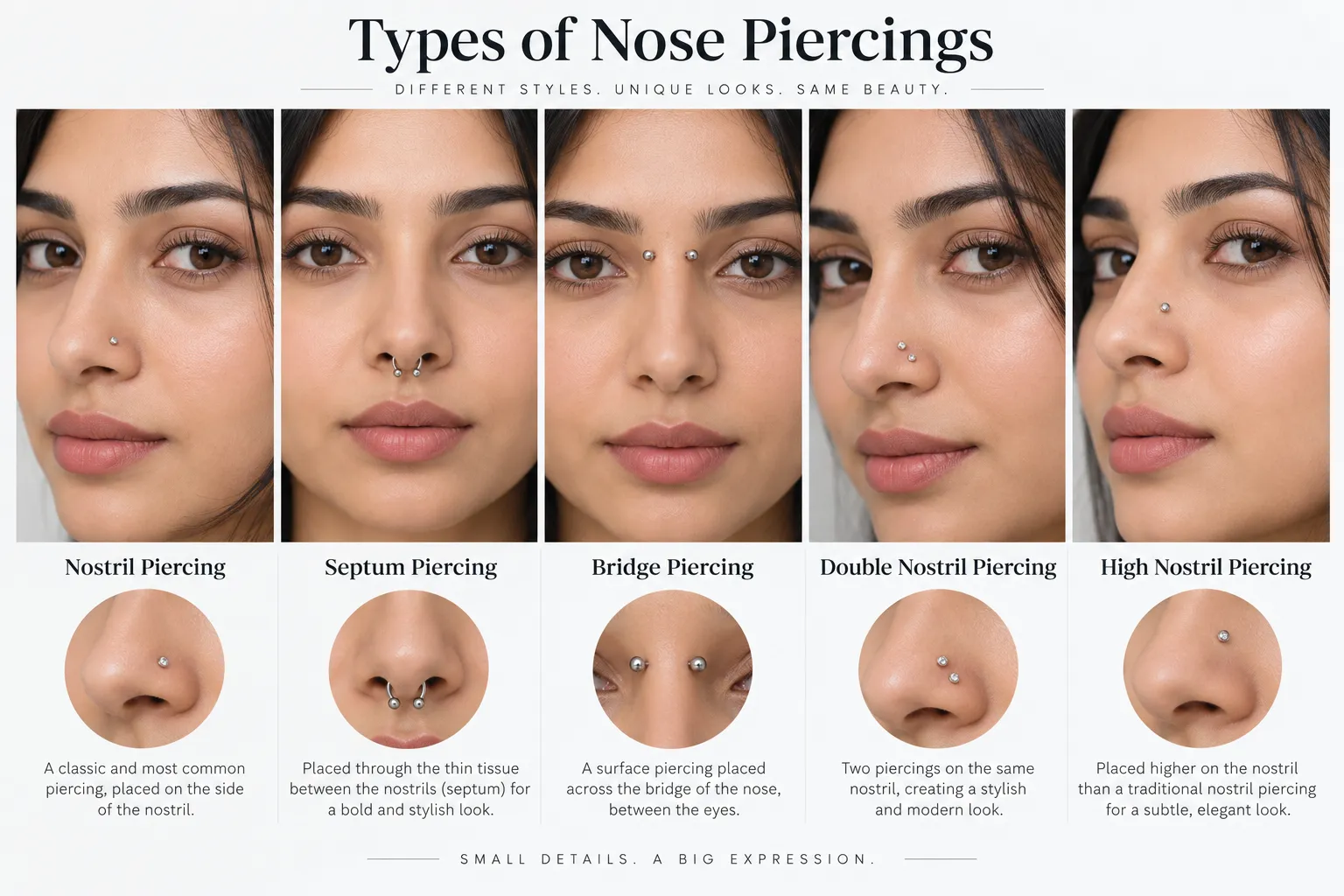 Nose Piercing Guide: Types, Healing, Cost, and Problems 1 Nose-Piercing-Types.