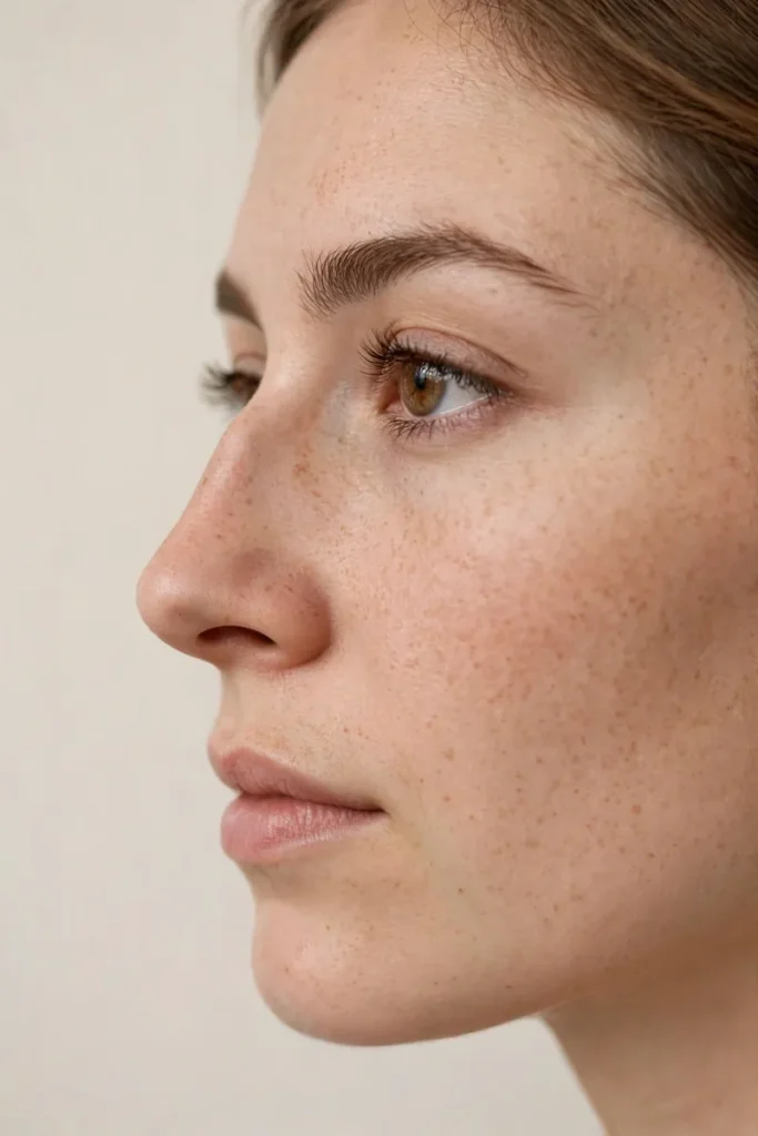 Illustrated side profile of a snub nose showing the upward tilted tip